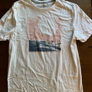 Mens/Unisex Short Sleeve Tee with Surfer in White Size S
